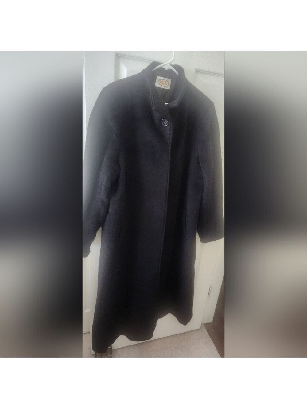Talbots Vintage Women’s Long Wool Coat Size 12 Gray Mohair 80s RN 44530 READ*